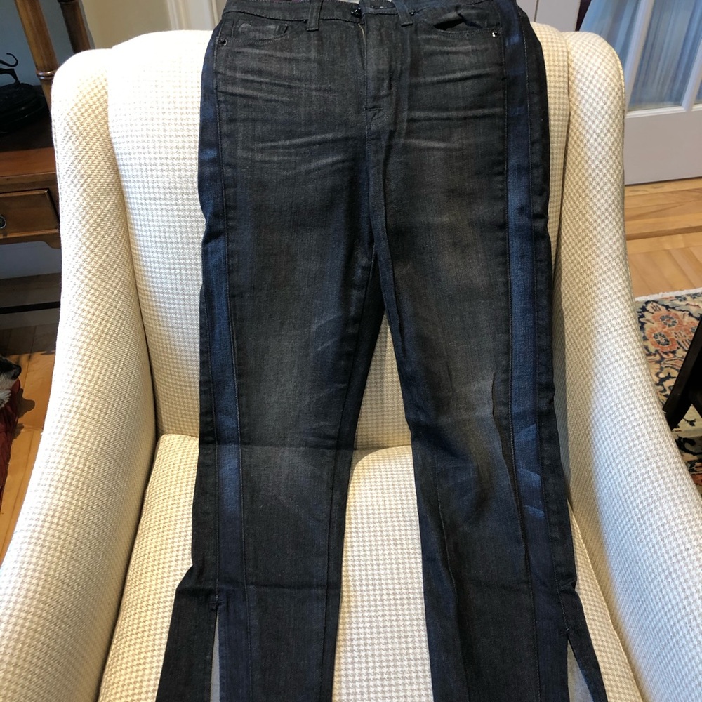 Black with blue side stripe Hudson jeans